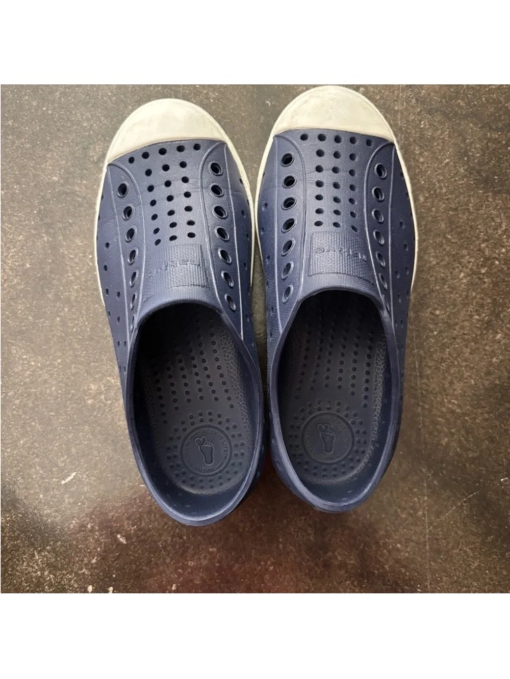 Native Navy Slip-On Water & Earth Shoes with White Toe Cap
